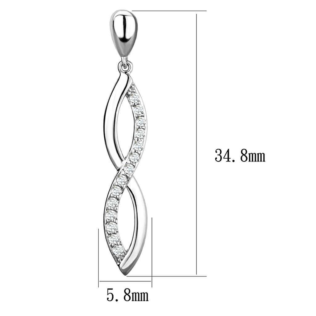 3W1045 - Rhodium Brass Earrings with AAA Grade CZ in Clear-1
