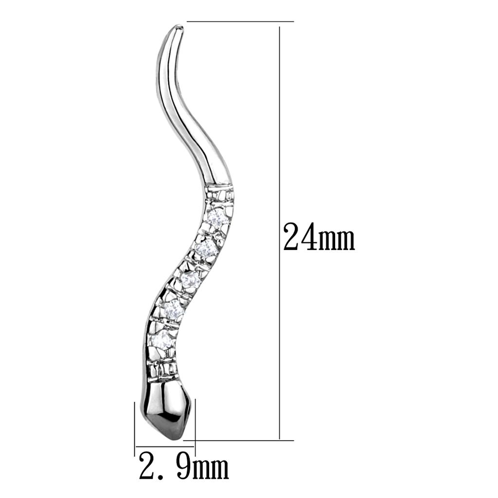 3W1051 - Rhodium Brass Earrings with AAA Grade CZ in Clear-1