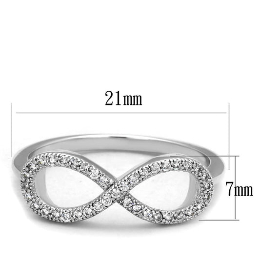 3W1068 - Rhodium Brass Ring with AAA Grade CZ in Clear-1