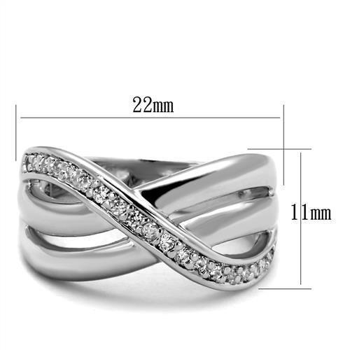 3W1071 - Rhodium Brass Ring with AAA Grade CZ in Clear-1