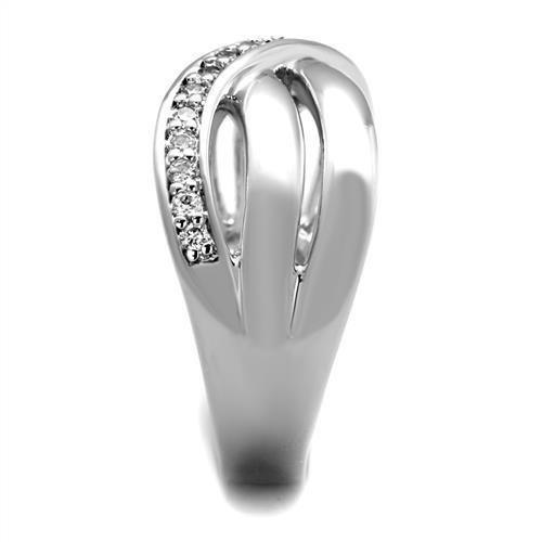 3W1071 - Rhodium Brass Ring with AAA Grade CZ in Clear-3