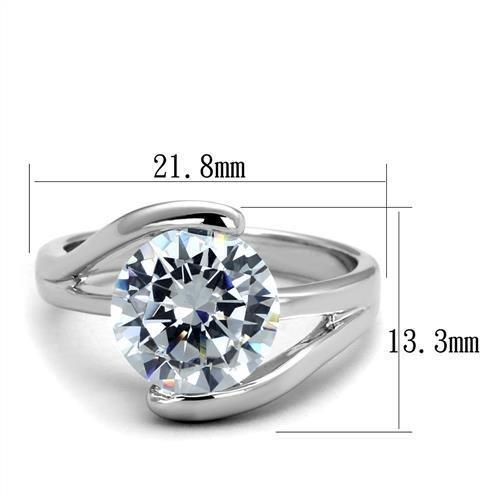 3W1072 - Rhodium Brass Ring with AAA Grade CZ in Clear-1