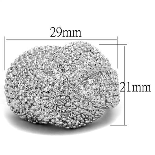 3W1078 - Rhodium Brass Ring with AAA Grade CZ in Clear-1