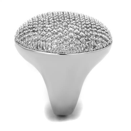 3W1079 - Rhodium Brass Ring with AAA Grade CZ in Clear-3
