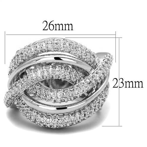 3W1081 - Rhodium Brass Ring with AAA Grade CZ in Clear-1
