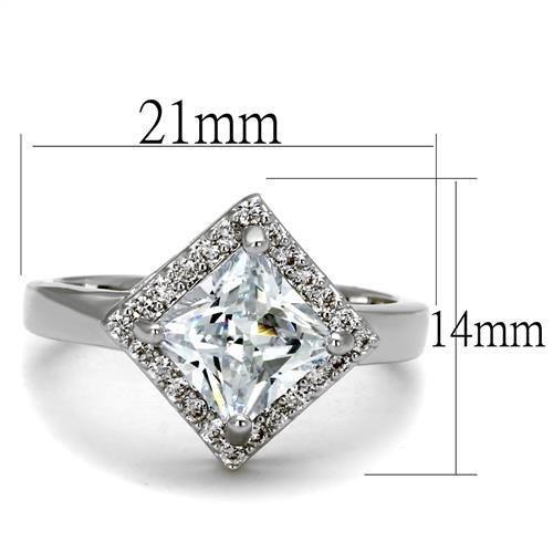 3W1083 - Rhodium Brass Ring with AAA Grade CZ in Clear-1