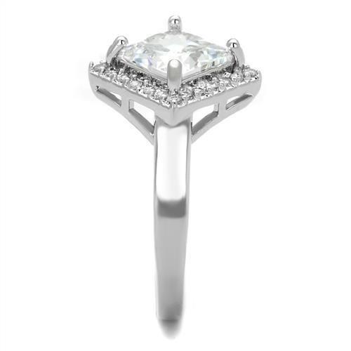 3W1083 - Rhodium Brass Ring with AAA Grade CZ in Clear-3