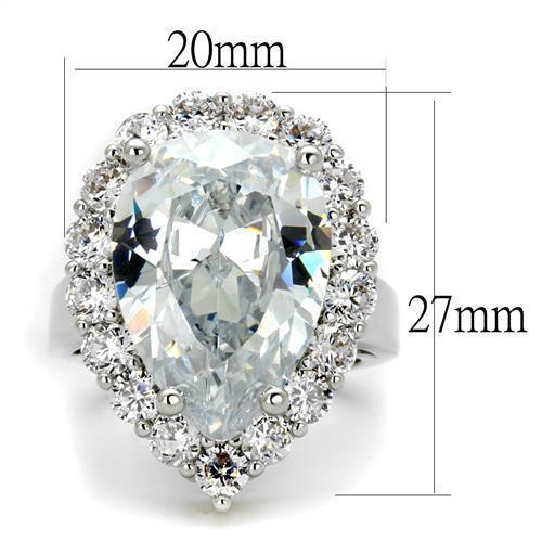3W1084 - Rhodium Brass Ring with AAA Grade CZ in Clear-1