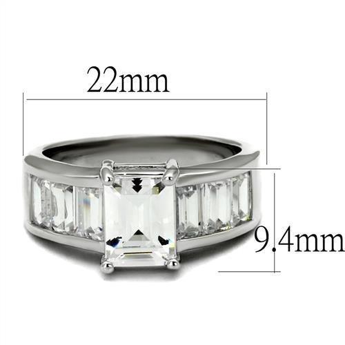 3W1086 - Rhodium Brass Ring with AAA Grade CZ in Clear-1