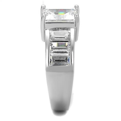 3W1086 - Rhodium Brass Ring with AAA Grade CZ in Clear-3
