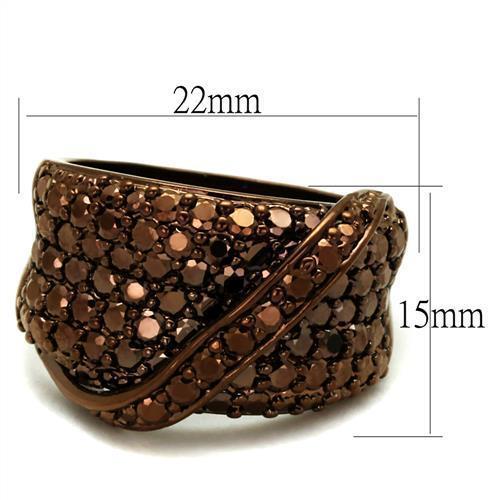 3W1098 - IP Coffee light Brass Ring with AAA Grade CZ in Light Coffee-1