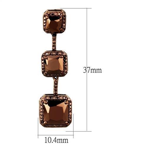 3W1108 - IP Coffee light Brass Earrings with AAA Grade CZ in Light Coffee-1