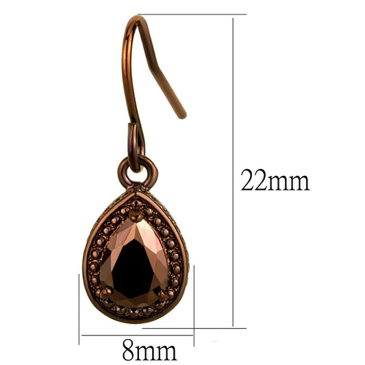 3W1114 - IP Coffee light Brass Earrings with AAA Grade CZ in Light Coffee-1