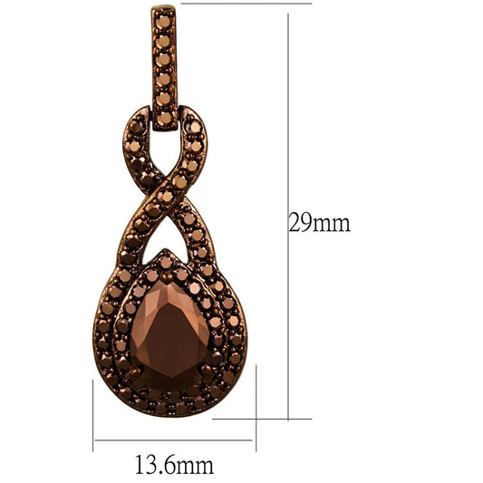 3W1115 - IP Coffee light Brass Earrings with AAA Grade CZ in Light Coffee-1