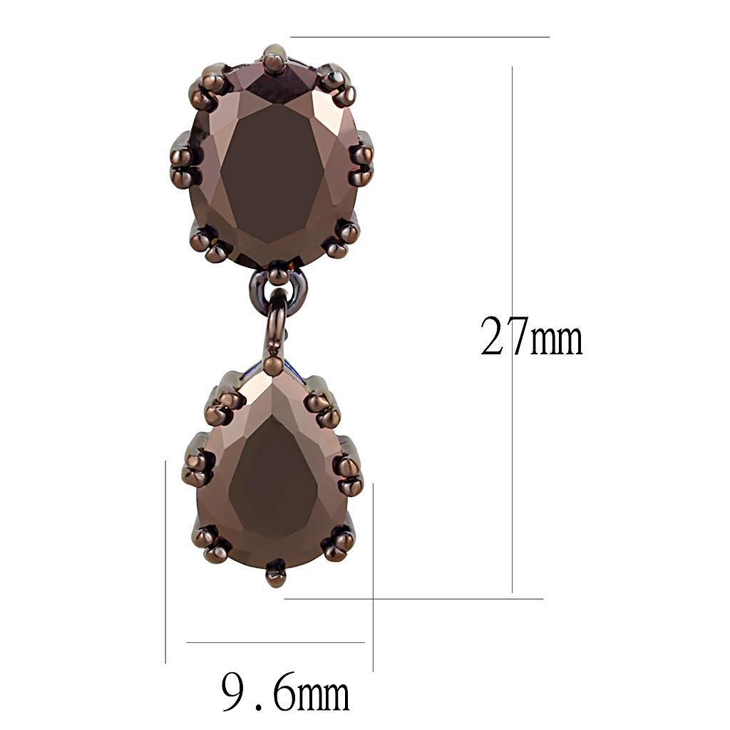 3W1121 - IP Coffee light Brass Earrings with AAA Grade CZ in Light Coffee-1