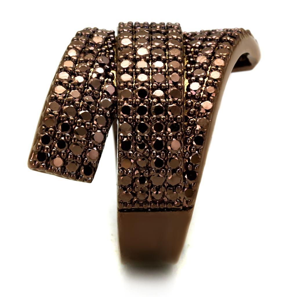 3W1125 - IP Coffee light Brass Ring with AAA Grade CZ in Light Coffee-3