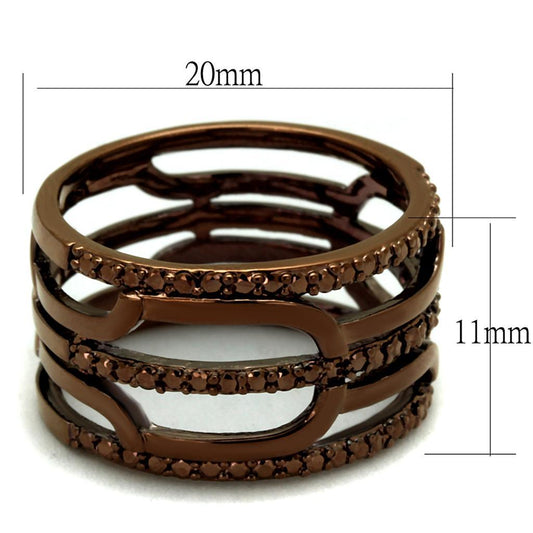 3W1126 - IP Coffee light Brass Ring with AAA Grade CZ in Light Coffee-1