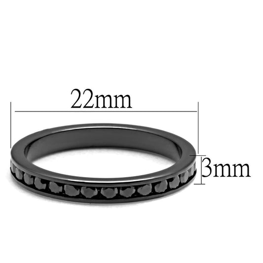 3W1138 - IP Light Black (IP Gun) Brass Ring with AAA Grade CZ in Light Gray-1