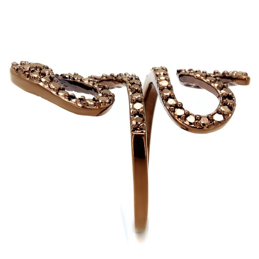 3W1150 - IP Coffee light Brass Ring with AAA Grade CZ in Light Coffee-3