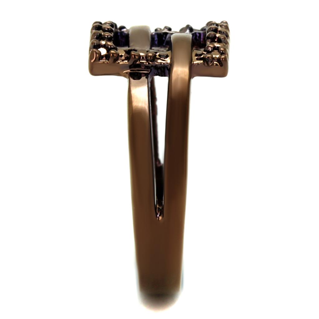 3W1156 - IP Coffee light Brass Ring with AAA Grade CZ in Light Coffee-3