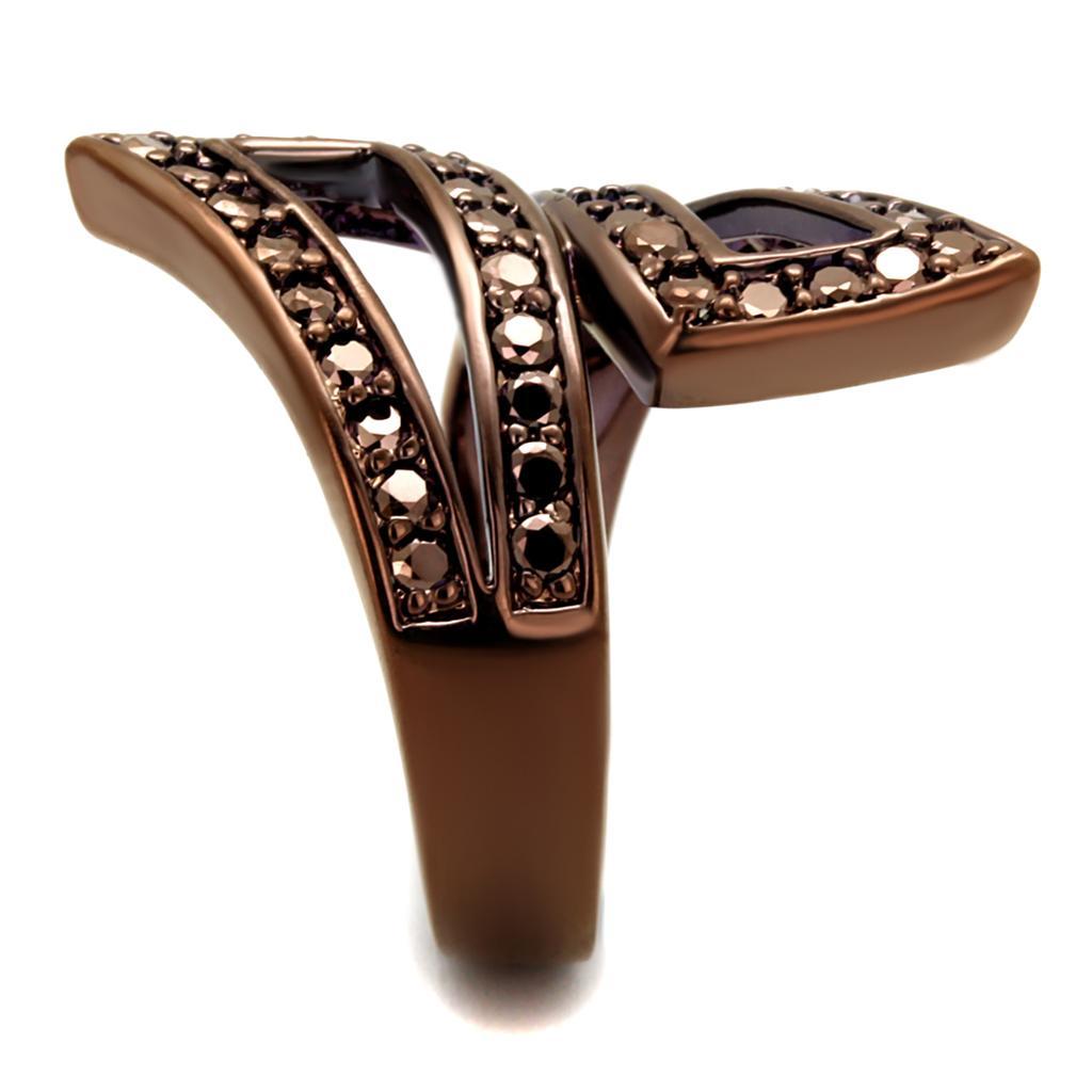 3W1185 - IP Coffee light Brass Ring with AAA Grade CZ in Light Coffee-3