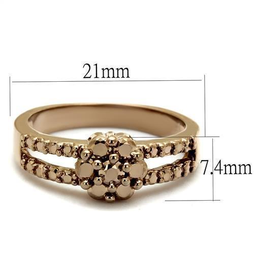 3W1192 - IP Rose Gold(Ion Plating) Brass Ring with AAA Grade CZ in Metallic Light Gold-1