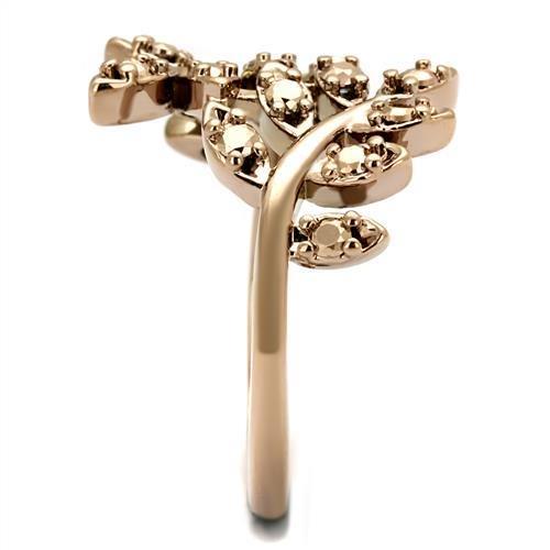 3W1194 - IP Rose Gold(Ion Plating) Brass Ring with AAA Grade CZ in Metallic Light Gold-3