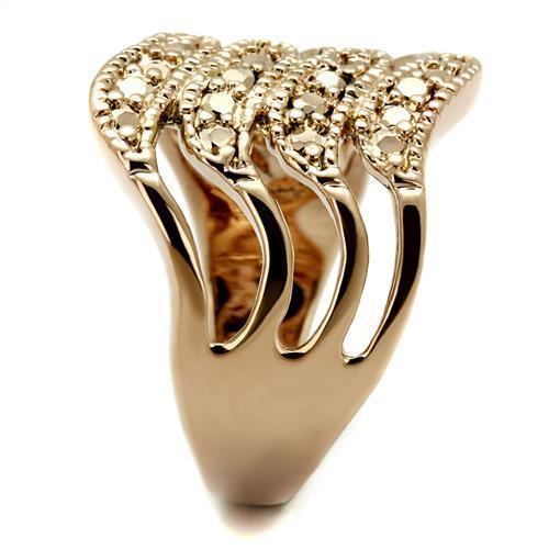 3W1196 - IP Rose Gold(Ion Plating) Brass Ring with AAA Grade CZ in Metallic Light Gold-3