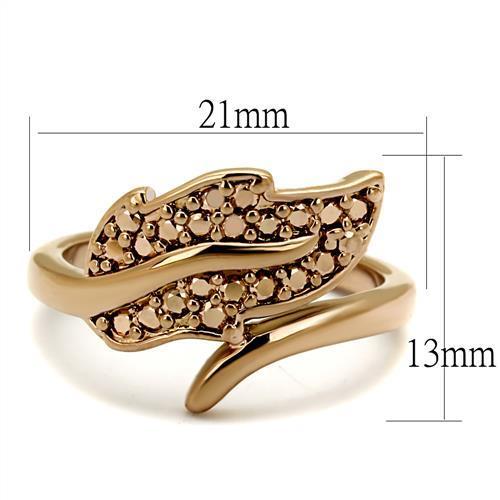 3W1200 - IP Rose Gold(Ion Plating) Brass Ring with AAA Grade CZ in Metallic Light Gold-1