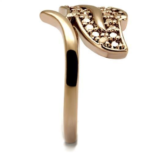 3W1200 - IP Rose Gold(Ion Plating) Brass Ring with AAA Grade CZ in Metallic Light Gold-3