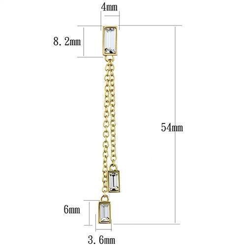 3W1202 - Gold Brass Earrings with Top Grade Crystal in Clear-1