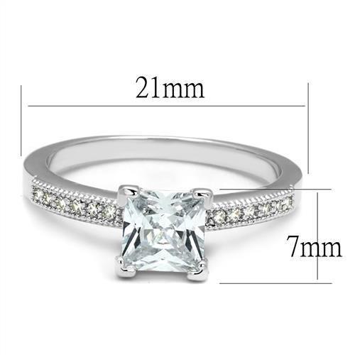 3W1209 - Rhodium Brass Ring with AAA Grade CZ in Clear-1