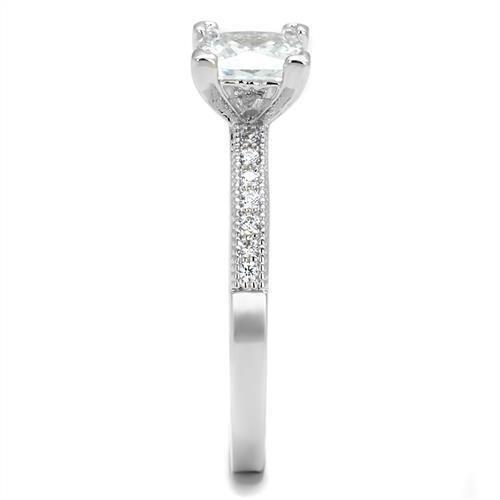 3W1209 - Rhodium Brass Ring with AAA Grade CZ in Clear-3