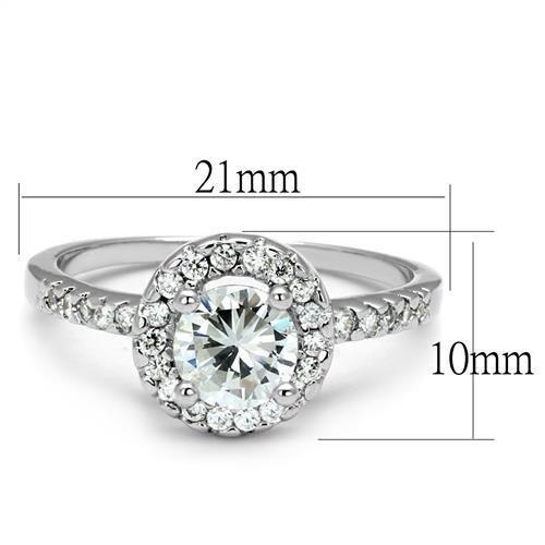 3W1210 - Rhodium Brass Ring with AAA Grade CZ in Clear-1