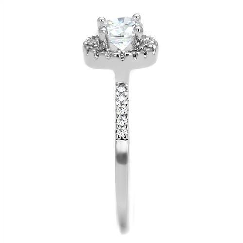 3W1210 - Rhodium Brass Ring with AAA Grade CZ in Clear-3