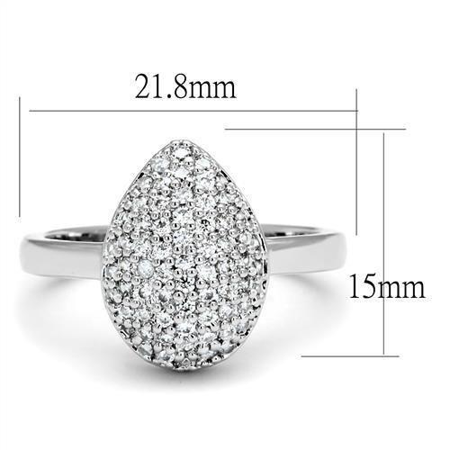 3W1211 - Rhodium Brass Ring with AAA Grade CZ in Clear-1
