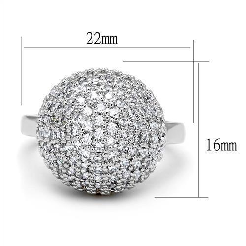 3W1213 - Rhodium Brass Ring with AAA Grade CZ in Clear-1