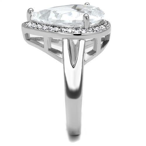 3W1215 - Rhodium Brass Ring with AAA Grade CZ in Clear-3