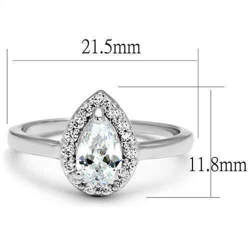 3W1219 - Rhodium Brass Ring with AAA Grade CZ in Clear-1