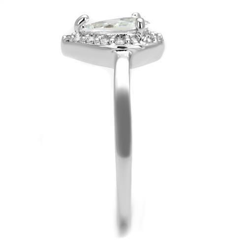 3W1219 - Rhodium Brass Ring with AAA Grade CZ in Clear-3