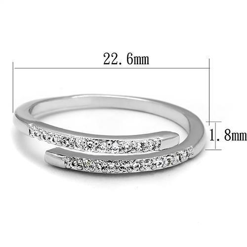 3W1222 - Rhodium Brass Ring with AAA Grade CZ in Clear-1