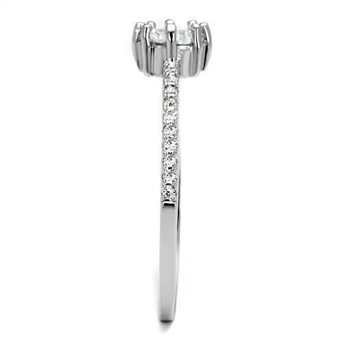 3W1233 - Rhodium Brass Ring with AAA Grade CZ in Clear-3