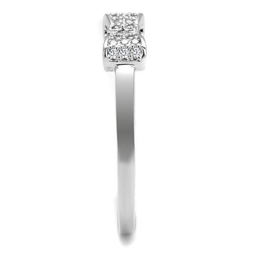 3W1235 - Rhodium Brass Ring with AAA Grade CZ in Clear-3