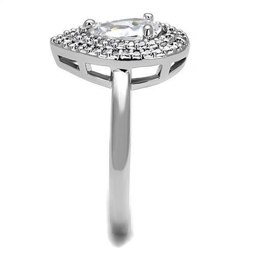 3W1242 - Rhodium Brass Ring with AAA Grade CZ in Clear-3