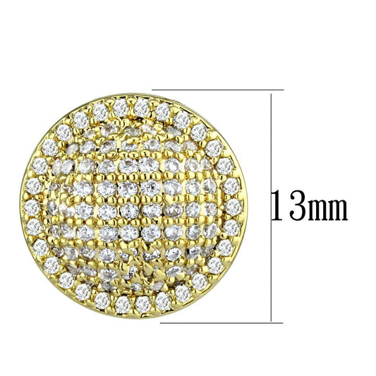 3W1258 - Gold Brass Earrings with AAA Grade CZ in Clear-1