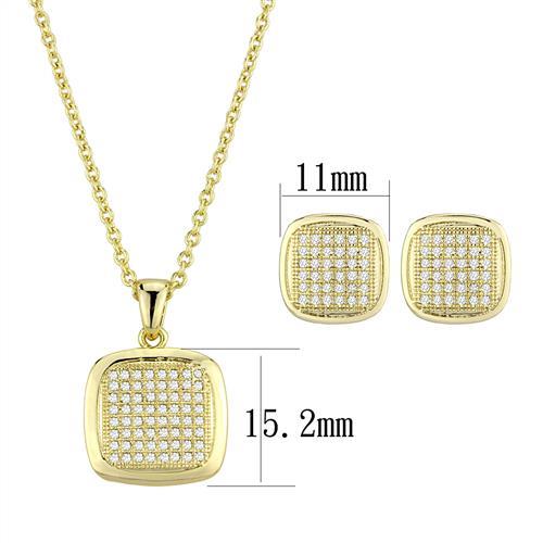 3W1269 - Gold Brass Jewelry Sets with AAA Grade CZ in Clear-1