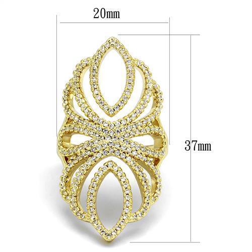 3W1274 - Gold Brass Ring with AAA Grade CZ in Clear-1
