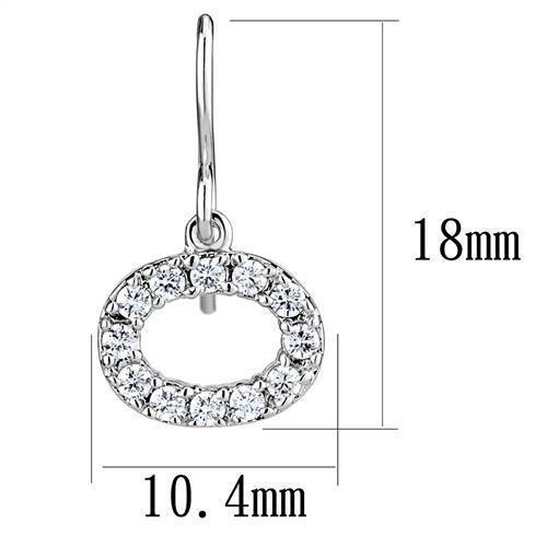 3W1278 - Rhodium Brass Earrings with AAA Grade CZ in Clear-1