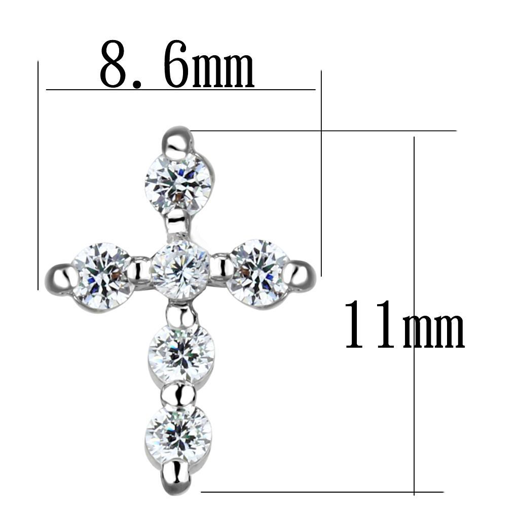 3W1294 - Rhodium Brass Earrings with AAA Grade CZ in Clear-1