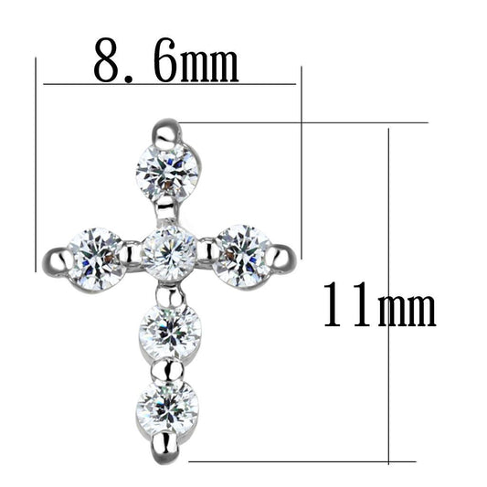 3W1294 - Rhodium Brass Earrings with AAA Grade CZ in Clear-1